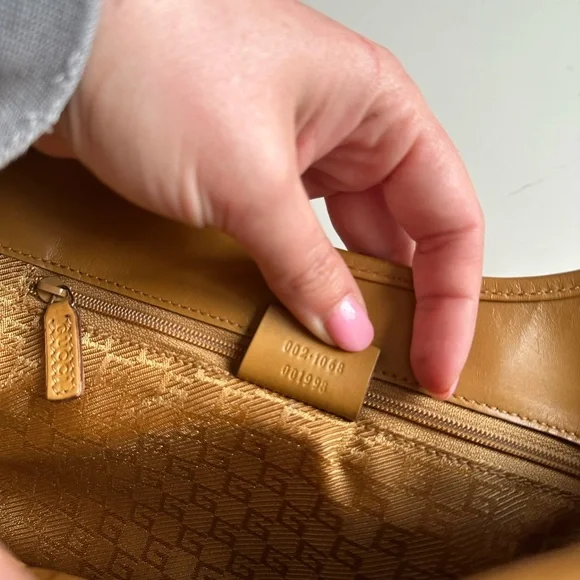 Vintage Y2K Gucci Bardot Jackie Purse Bag Pink Suede Blush Tan - Picture 15 of 15